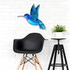 John's Studio Metal Hummingbird Wall Decor Bathroom Glass Art Iron Sculpture Outdoor Hanging Decoration for Home Bedroom Garden Patio Porch or Fence - Blue - Image 7