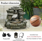 Bumilgar 15.6" H Small Garden Outdoor Rock Water Fountain with LED Lights - Image 4