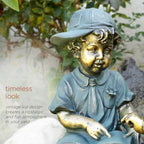 Alpine Corporation GXT258A Outdoor Finely Sculpted Boy and Girl Reading Book Garden Statue, 19"H, Bronze - Image 5