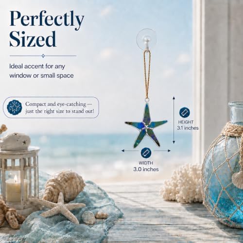 Stained Glass Black Pearl Starfish Suncatcher 5pk, 3in Home Decor, Mom Gift - Image 2