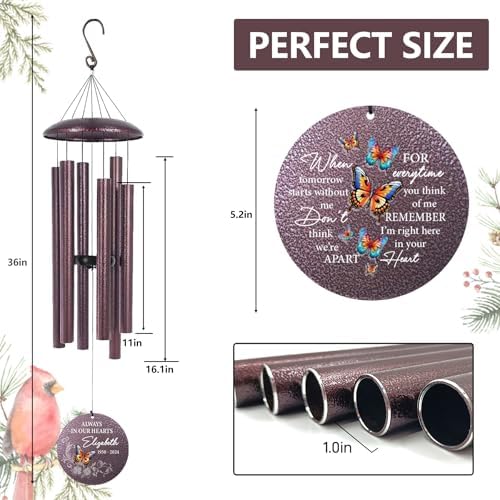 Personalized Butterfly Wind Chimes for Loss of Loved One Mom Dad - Image 3