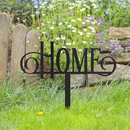 Metal Home Sign Garden Stake Decorative, Black Powder-Coated Finish Design Silhouette Statues for Yard Art, Outside, Patio, Outdoor Decor, Garden Decorations, Lawn Ornaments - 16" Black - Image 5