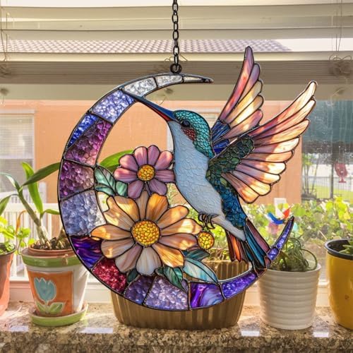 Floral Hummingbird Acrylic Suncatcher - Image 4