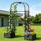 71"x16"x32" Planter Box with Trellis, 3-in-1 Self-Watering Planter Box with Wheels for Patio,Raised Garden Bed with Trellis, Drainage Holes & Metal Storage Rack for Vine Climbing Plants by MQHUAYU