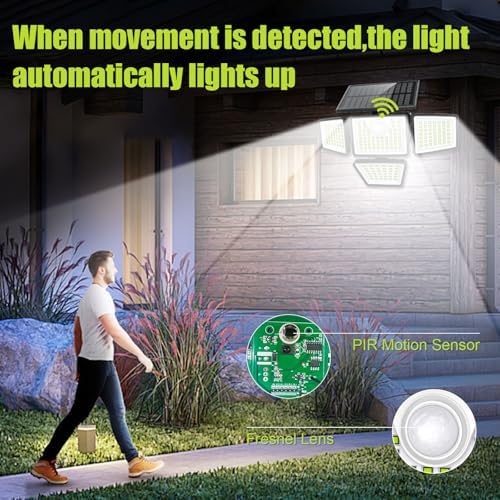 daphino 3000LM Solar Lights, Motion Sensor Outdoor Lights, 4-Head, 2 Pack - Image 7