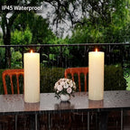 12" x 4" Large Outdoor Candle with Remote Timer Waterproof Ivory 2 Pack - Image 4