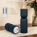 Navy Blue Flameless Pillar Candles with Timer,Real Wax LED Candles 3x4&8 In - Image 3