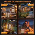 Stained Glass Style Solar Lantern Outdoor Garden Hanging Lantern Flat Stained Glass Artwork Sunflower Spring Color Mosaic Waterproof Solar Powered Lighting Outside Table Lamp for Patio Deck Yard - Image 5