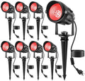 Halloween Red Landscape Lights Outdoor, 14 LED Landscape Lighting with US Plug, IP65 Waterproof Spotlights for Tree Yard Garden Pathway Christmas Decor 8 Pack by CREPOW