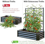 Galvanized Raised Garden Bed with Trellis for Climbing Plants Outdoor,Black - Image 5