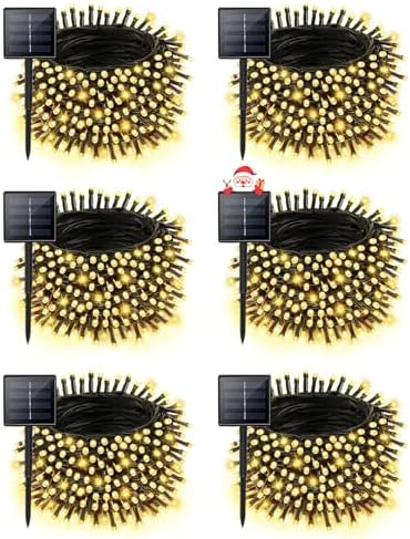 6 Pack Solar Christmas Lights Outdoor, 198FT 600 LED Solar String Lights by BOSSERN