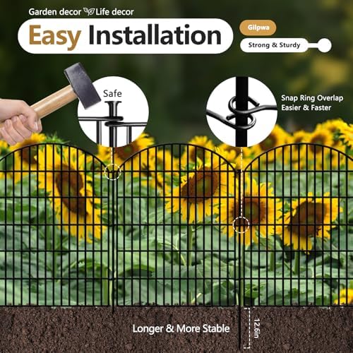 18 Panels Decorative Garden Fence, 33in (H) x 45.16 (L) No Dig Dog Fences Outdoor for Yard, Rustproof Tall Fencing Panel, Animal Barrier Suitable for Yard Border, Patio, and Temporary Camping Use - Image 3