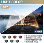 Pond Fountain Aerator with Lights,with 4 RGB Lights,10 Light Modes,750W 15000GPH 1HP 110V,Stainless Steel Floating Pond Fountain with 100FT Power Cord,Timer,Pond Fountains for Small Large Ponds,Lakes - Image 4