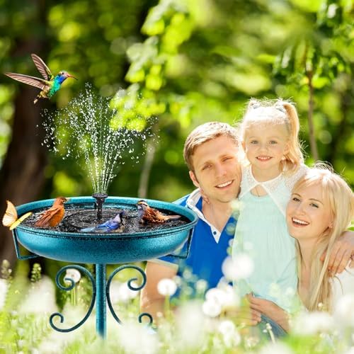 Daoeny 35In Metal Bird Bath for Outside, Vintage Freestanding Birdbaths & Birdfeeder, Bird Baths Feeder Bowl for Outdoors Garden Patio Yard Lawn Decor, Upgraded 5-Pronged Base (Blue) - Image 5
