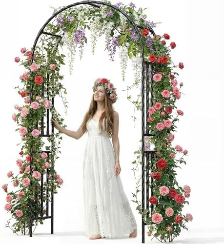 Garden Arbor - 7.9x3.9ft PE+Metal Garden Arch Trellis for Climbing Plants, Wide Sturdy Garden Arch, Ideal for Vines, Weddings, Halloween, Christmas & Outdoor Decor (Black) by AnythingYouWant