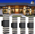 DASTOR 4 Pack Modern Outdoor Wall Lights, 15.1'' Up and Down Porch Lights, 14W 3000K Warm White Exterior Sconce Lighting Fixtures for House Garage by DASTOR