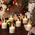 VIODAIM 12Pack Flickering Flameless LED Candles with Timer, Battery Powered - Small Pillar & Votive, Clear (2"X3") - Image 4