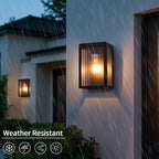 Cerdeco 9" Modern Outdoor Wall Light with Striped Tempered Glass,2 Pack - Image 4