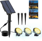 Solar Pond Lights,3000K Warm White LED Underwater Submersible Fountain Light,IP68 Waterproof Landscape Spotlights Lighting for Fish Aquarium Tank Garden Yard Pond Pool Decor(3-in-1) by CREPOW