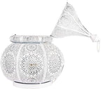 YILLE Vintage Antique Moroccan White Lantern Iron Table Lamp Moroccan Lantern Hanging Oriental Home Decor Candle Lanterns Outdoor Garden - Image 5