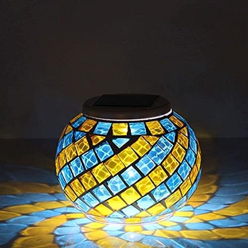 Solar Outdoor Table Lamp, Solar Powered Mosaic Glass Ball Garden Lights Waterproof Color Changing Mood Night Lights (K) - Image 5