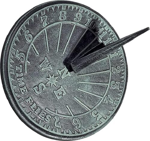 Time Flies Number Sundial with Stand Cast Brass Verdigris Finish Garden Gift - Image 4