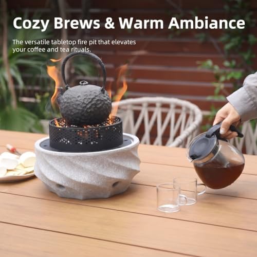 Table Top Firepit Mini Small Safer Burning Wood Pellet Fire Pit (Curve 1) - Image 2