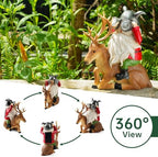VChymm Garden Gnome Statues Resin Gnome Sitting On Deer Statues Solar Lights Outdoor Telescope Gnome Gifts for Yard, Patio Decor Gift (Deer Gnome) - Image 5