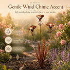 Flamed Copper Three Calla Lilies Garden Stake with Bells, Handmade Metal Flower Rain Chimes Yard Art Decor, Weatherproof Outdoor Sculpture Rain Catcher for Lawn, Patio and Pathway, Unique Gift - Image 3