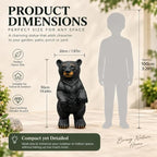 19.69-Inch Tall Standing Black Bear Statue for Garden, Cabin Decor & Porch - Image 2