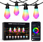 Smart Outdoor String Lights, 50FT RGBW Color Changing Patio Lights with Remote and APP, Dimmable IP65 Waterproof Shatterproof LED Lights for Backyard Garden Party Decor by VoxCynHue