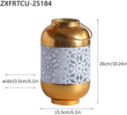 Moroccan Style Gold Metal Candle Lantern with Handle - Image 3