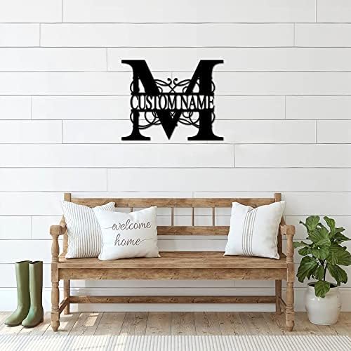 M Custom Name Initial Letter Monogram Decorative Metal Sign Door Hanger Sign Personalized Long Lasting Laser Cut Metal Wall Artwork Cut Out Sign for Dining Room Bedroom Garden Decorations Home Decor - Image 5