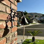 Vintage Cast Iron Dinner Bell with Wall Mount（10x8 inches） - Heavy Duty Rustproof Outdoor/Indoor Farmhouse Decor for Garden, Porch & Entryway, Loud Handbell for Classroom/Patio Signaling HC7090 - Image 4