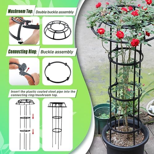 Quibbay 41.3 Inch Mushroom Top Garden Trellis for Climbing Plants,2 Pack - Image 5