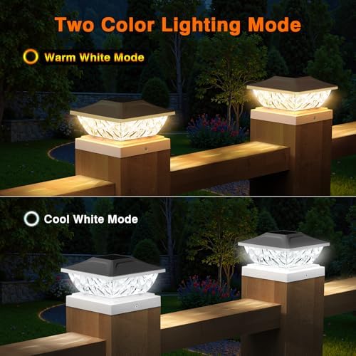 12 Pack Solar Post Cap Lights, 2 Modes Bright Solar Post Lights Outdoor Waterproof, Outdoor Post Lights Solar Powered Deck Lights for 4x4 4.5x4.5 5x5 Posts for Garden Decor - Image 2