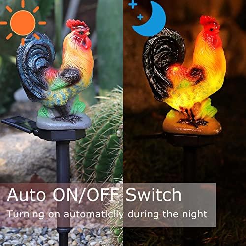ZFNN Solar Rooster Lights Outdoor Decorative,Solar Chicken Decor Garden Stakes Lights,Waterproof Chicken Statue with Led Lights Yard Art for Pathway Lawn Patio Courtyard Backyard(Warm White) - Image 4