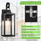 BesLowe 16.5" Large Outdoor Wall Light Fixture, Modern Porch Sconce, Black - Image 5