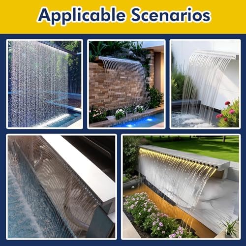 Pool Fountain Acrylic Waterfall Spillway Decorative Water Feature,Heavy-Duty Wall-Mounted Waterfall Spillway Kit for Garden & Patio Decor, 72in Silver Flow Con - Image 5