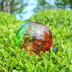 VCUTEKA Gazing Ball, Glass Gazing Balls Garden Globe Outdoor Decor 10" Red - Image 5