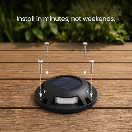 Home Zone Living 4PK Solar Deck Lights, Outdoor Dock and Driveway, Black - Image 5