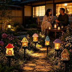 Solar Fairy-Tale Mushroom Cottage Garden Light, Whimsical Resin Fairy House Stake, Waterproof Warm Led Pathway Decor, Solar Powered Outdoor Landscape Lighting For Patio, Yard & Lawn (6PC-MIX) by DENGWANG