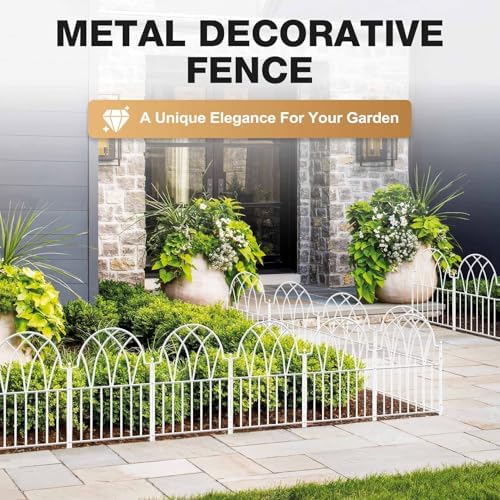 Garden Fence Panels - 17 in(H) x 10.56ft(L) White Metal Fence No Dig Decorative Fence with Stakes Animal Barrier Fence for Dogs, Flower Bed Edging Wire Border for Yard, Patio, Outdoor Decor - Image 5