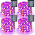 YEGUO 4 Pack Halloween Solar Fairy Lights, Each 33ft 100 LED Orange and Purple Christmas Lights Outdoor Waterproof, 8 Modes Sliver Wire Solar String Lights by YEGUO