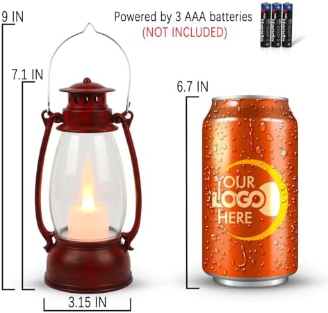 Vintage Red Lantern Decor With Remote Control, 8" Candle Lantern with Handle - Small Hanging Lanterns for Decorative Indoor & Outdoor Use - Perfect for Wedding Centerpiece - Image 4