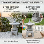 Japanese Granite Stone Lantern Pagoda Garden Statue, 17.7 Inch, 5-Piece - Image 6
