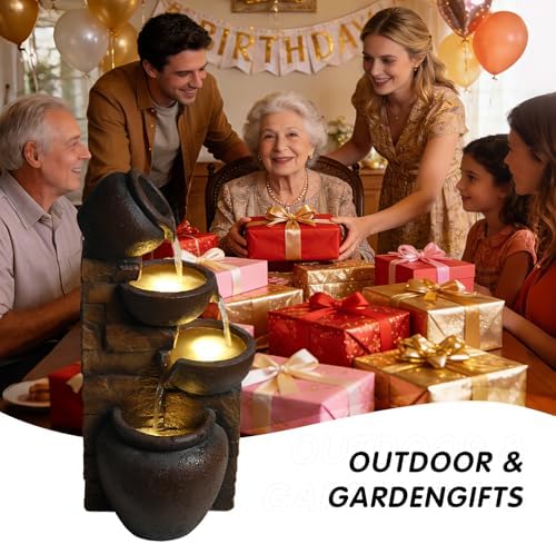 Outdoor 4-Tier Water Fountain with LED Lights for Patio, Backyard, Lawn - Image 7