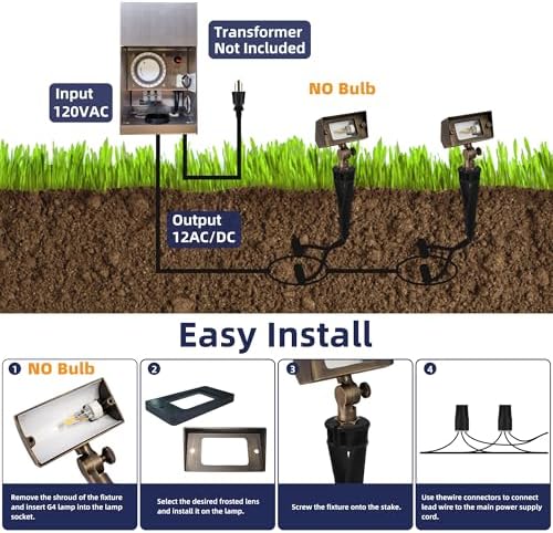 COLOER Cast Brass 12V Low Voltage Flood Light Outdoor Without Bulb(1 Pack) - Image 5