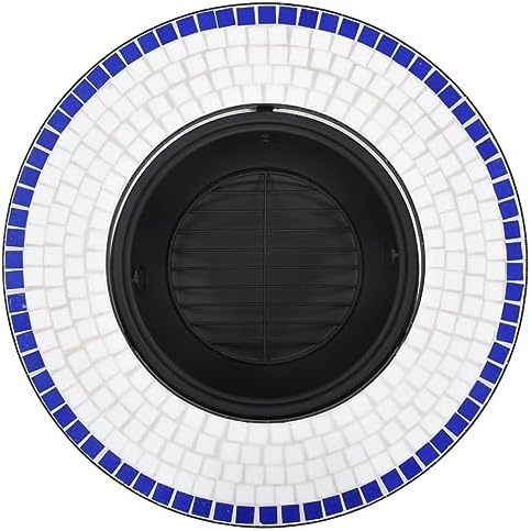 Mosaic Fire Pit Blue and White 26.8" Ceramic Steel Outdoor Tabletop, Decorative Patio Heater for Garden, Deck, Backyard Gatherings - Image 6