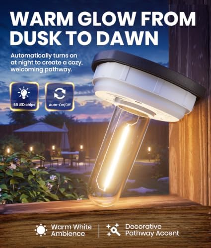 NEWMESSI Solar Lights Outdoor Waterproof, 12 Pack, Cool White - Image 2